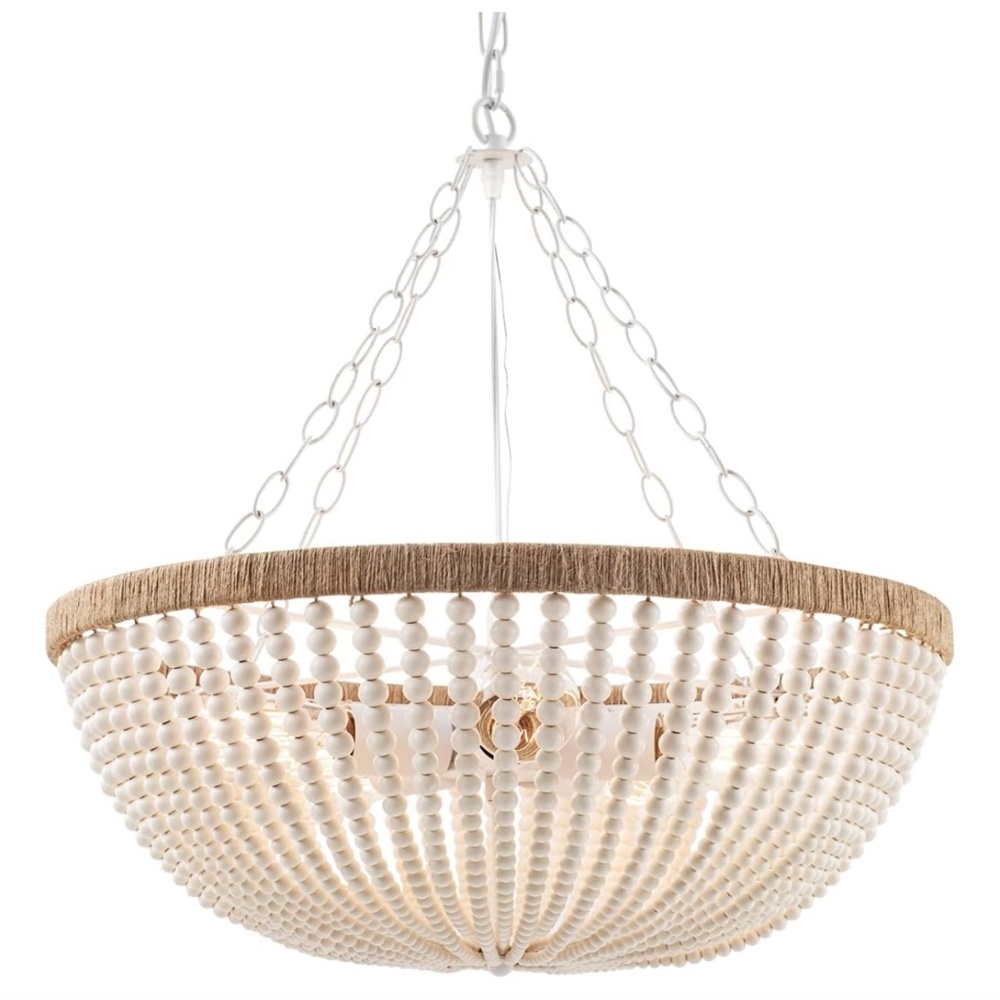 NWT Wood Beaded Chandelier | Boho Studio McGee Vibes Pendant HGTV Home Decor